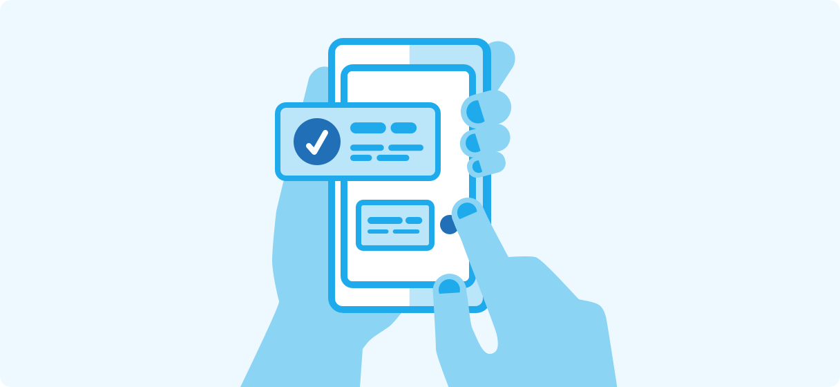 An illustration of someone opting in to receive KFR text messages