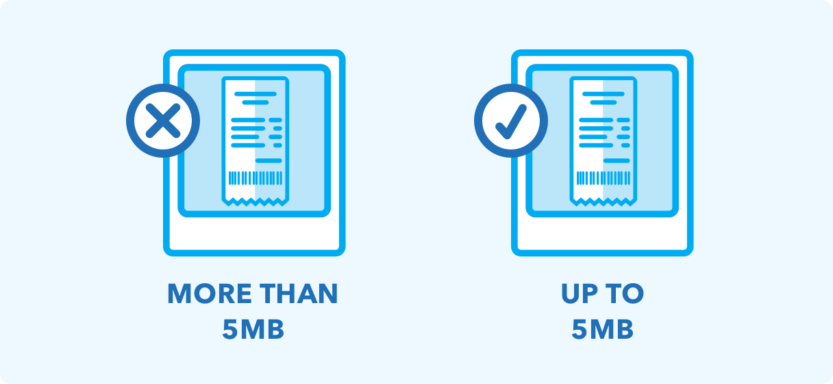 An illustration showing file size as up to 5MB