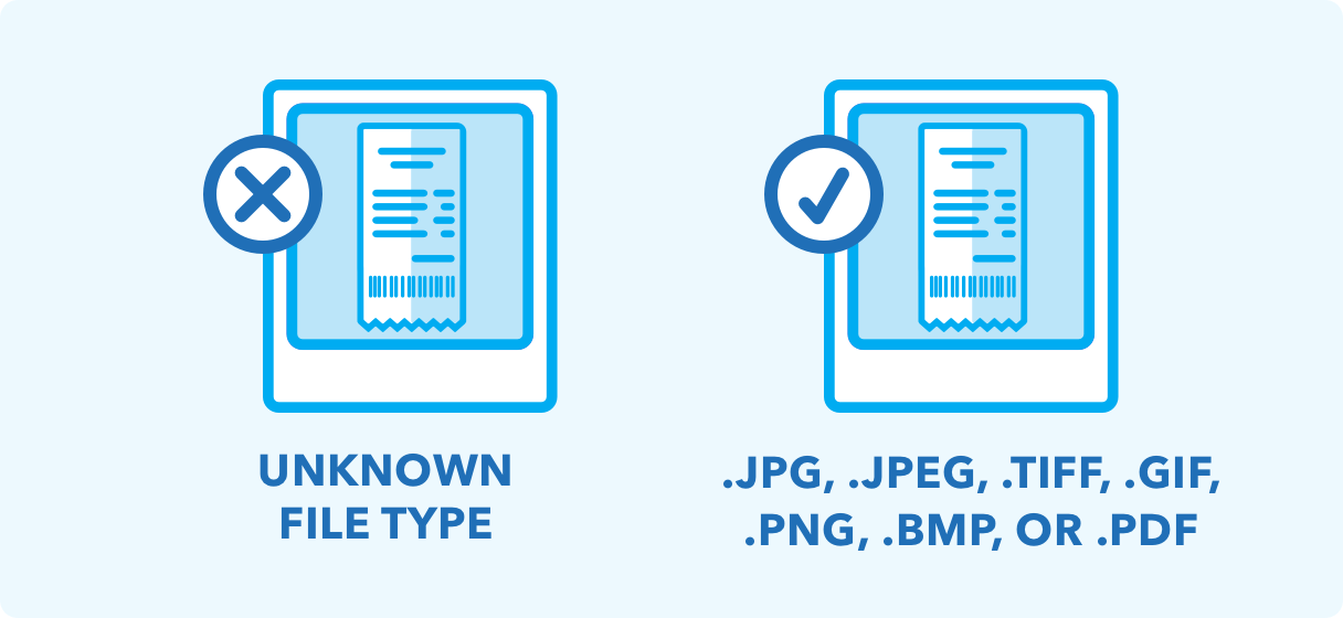 An illustration repeating the listing of the correct file types