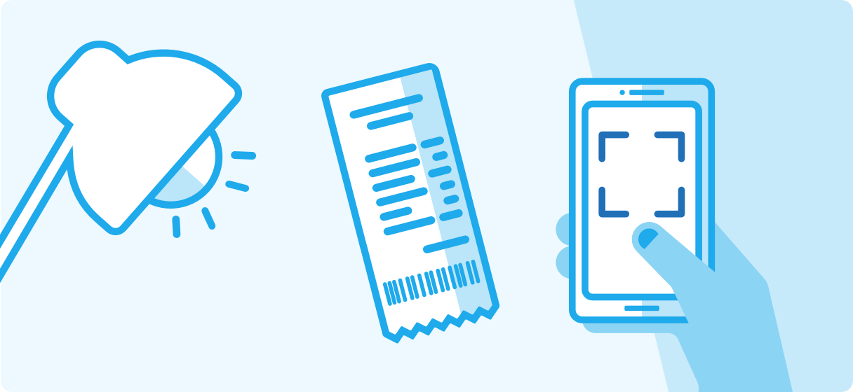 An illustration of a receipt on a table with good lighting