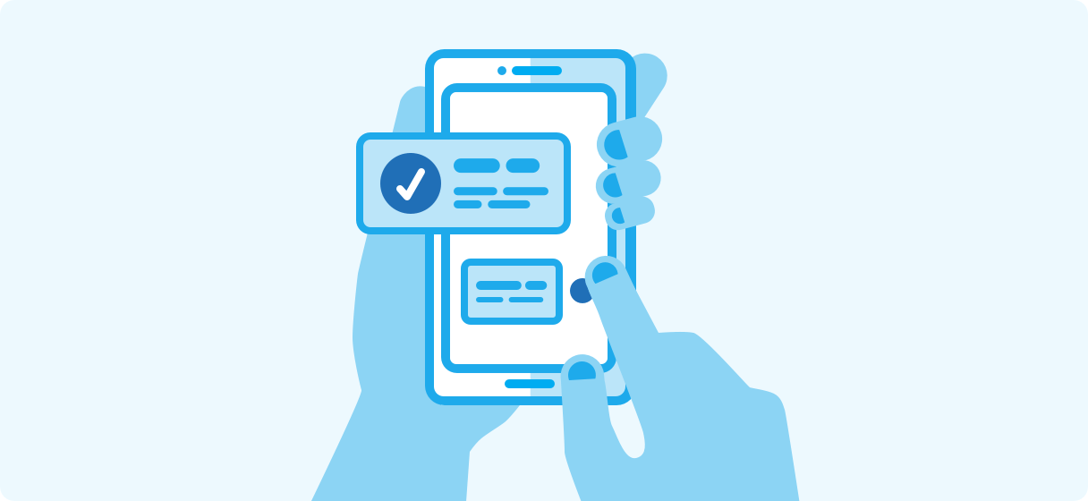 An illustration of someone opting in to receive KFR text messages