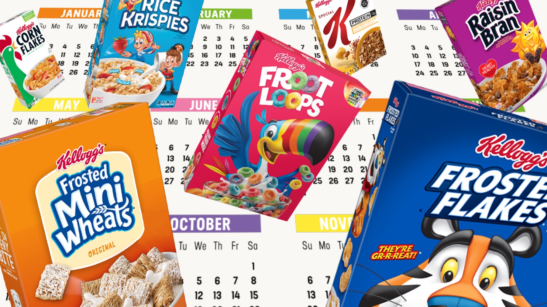 KELLOGG’S® CEREALS WITH CALENDAR BACKGROUND